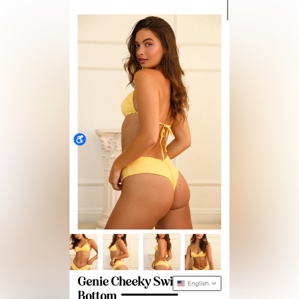 Dippin Daisys Genie Cheeky Swim Bikini Bottom size Medium in Mellow Yellow